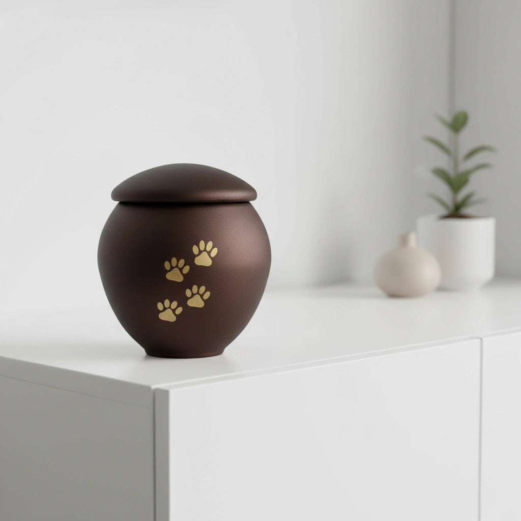 Bronze & Gold Pawprints Pet Urn for Ashes - Large
