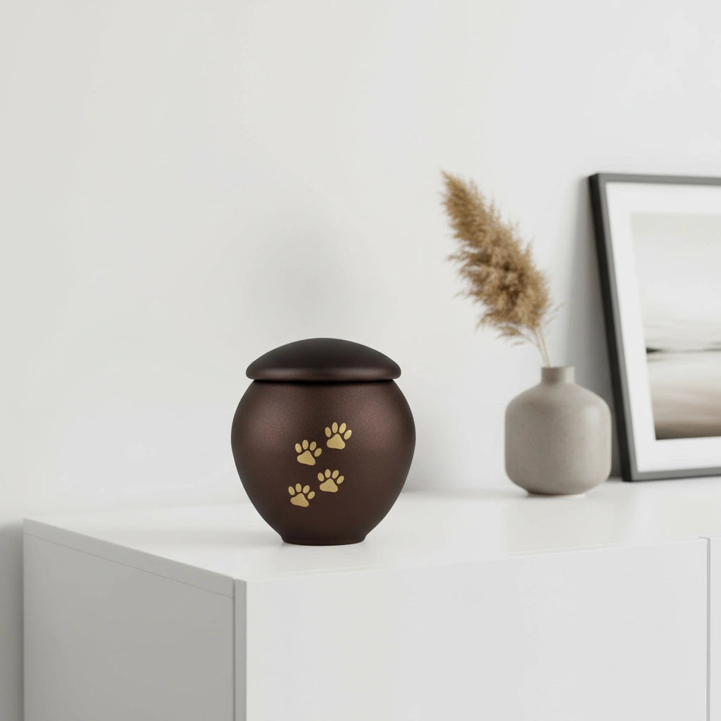 Bronze & Gold Pawprints Pet Urn for Ashes - Large