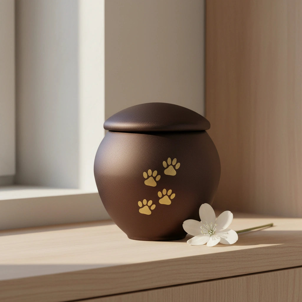 Bronze & Gold Pawprints Pet Urn for Ashes - Large