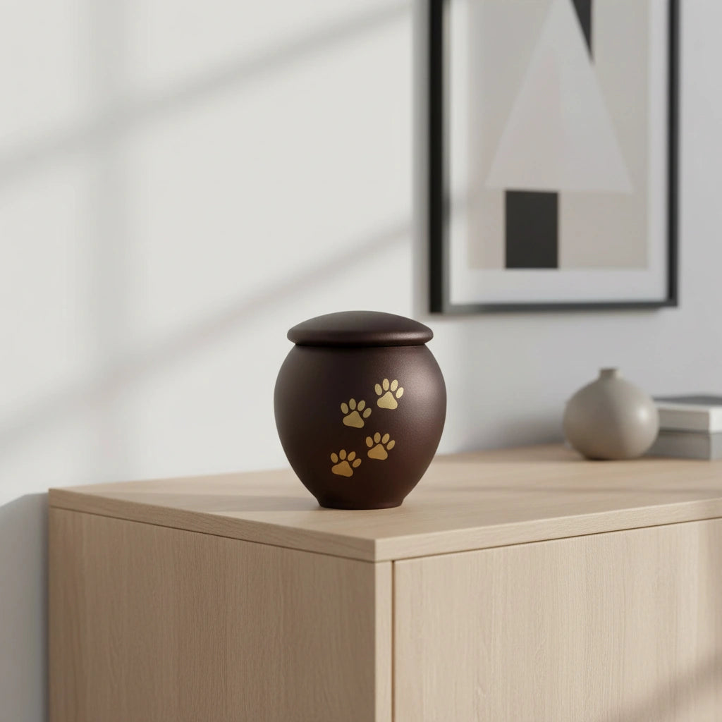 Bronze & Gold Pawprints Pet Urn for Ashes - Medium