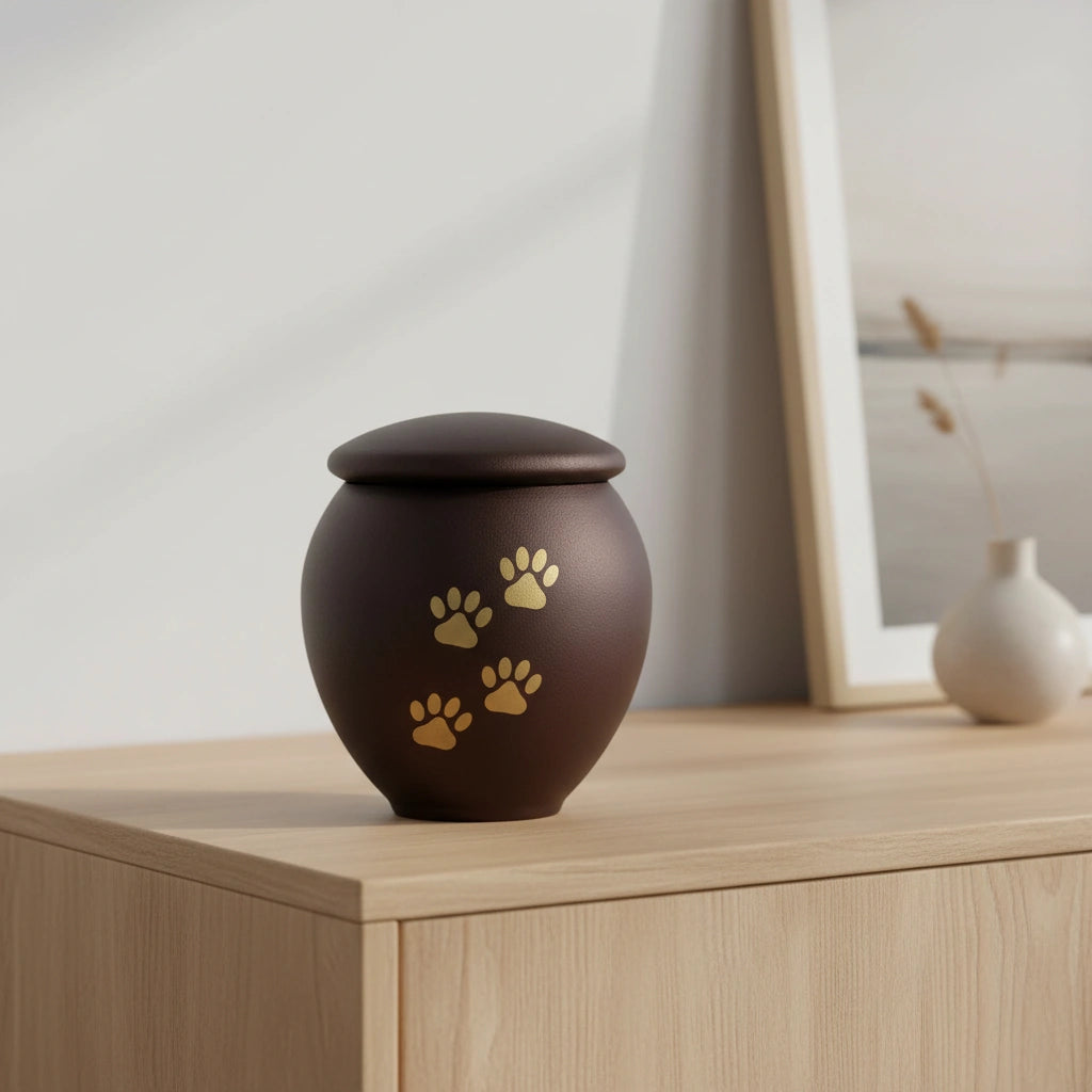 Bronze & Gold Pawprints Pet Urn for Ashes - Medium