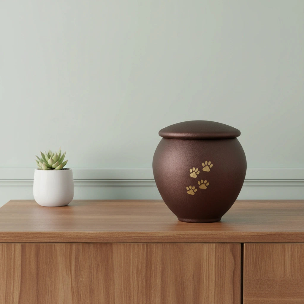 Bronze & Gold Pawprints Pet Urn for Ashes - Small