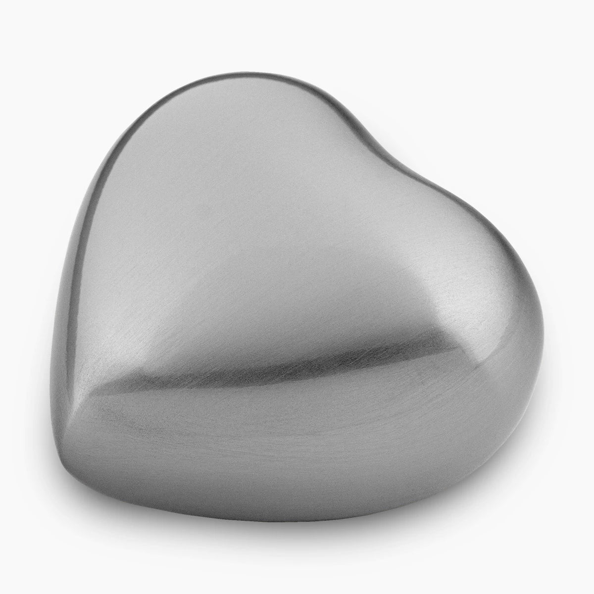 brushed metal heart keepsake urn for ashes in silver