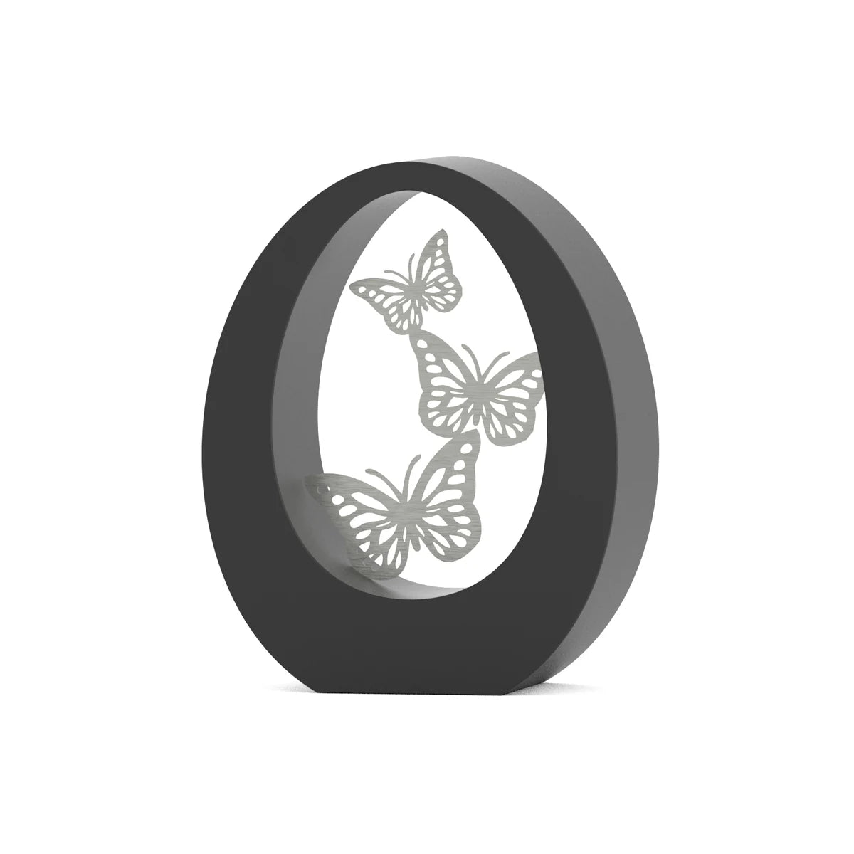 Butterfly Small Urn for Ashes in Matte Black Stainless Steel