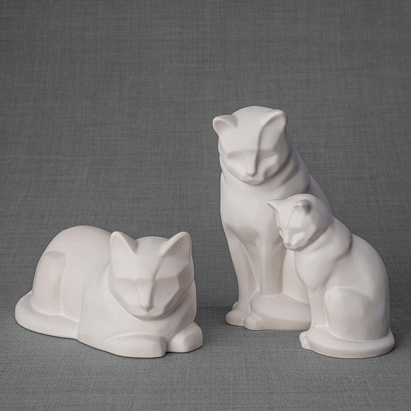 Kitten Urn for Ashes in Matte White