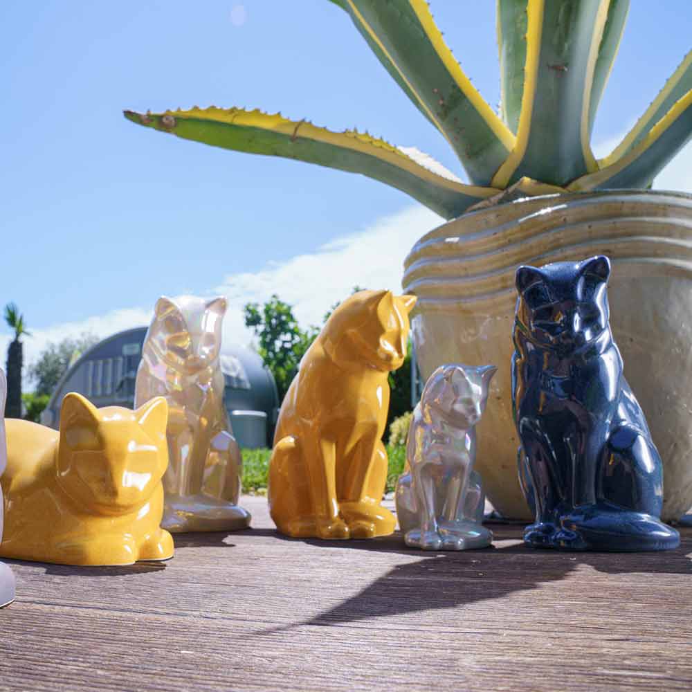 Cat Urns For Ashes Outside Different Colours