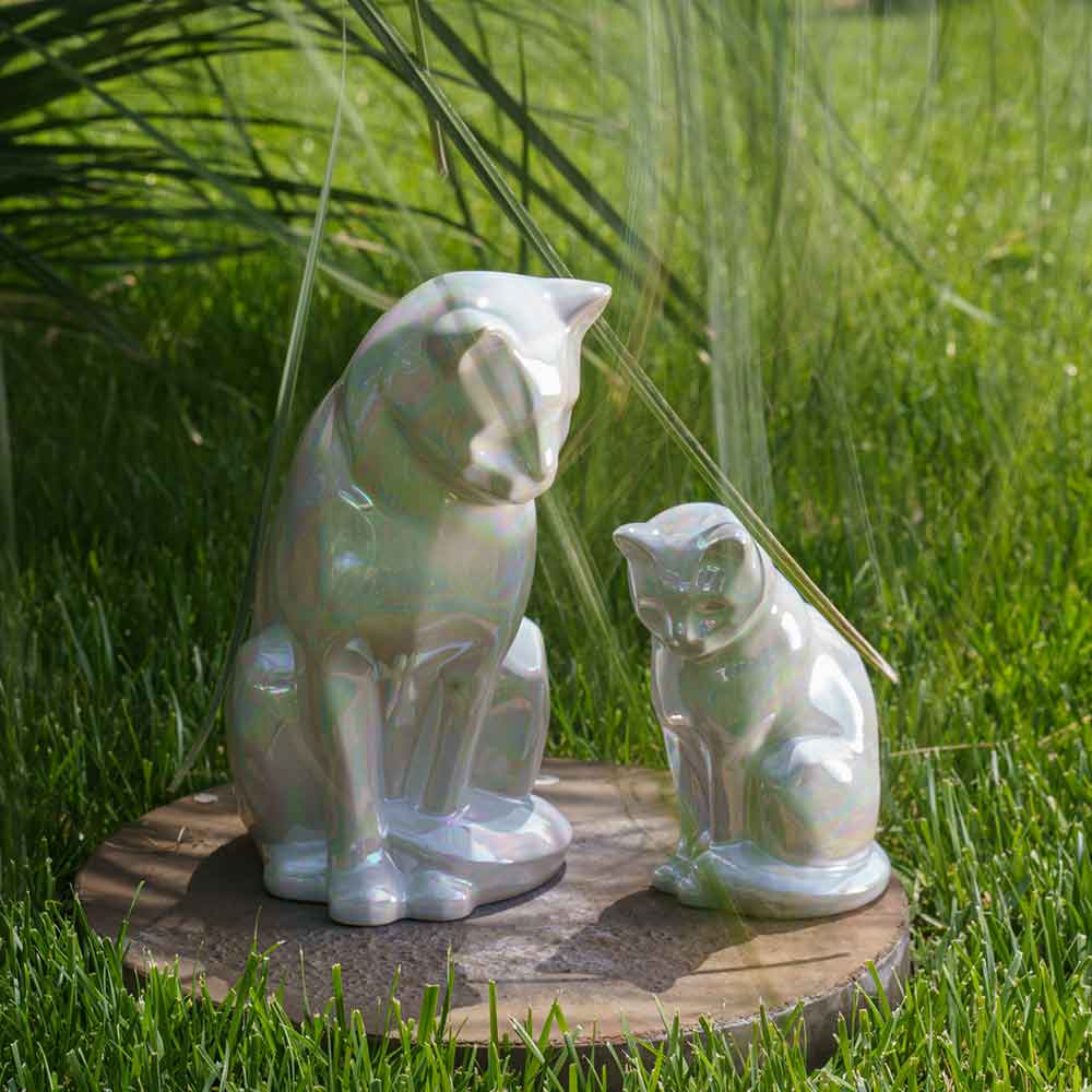 Cat Urns For Ashes Outside Pearly White Cat And Kitten
