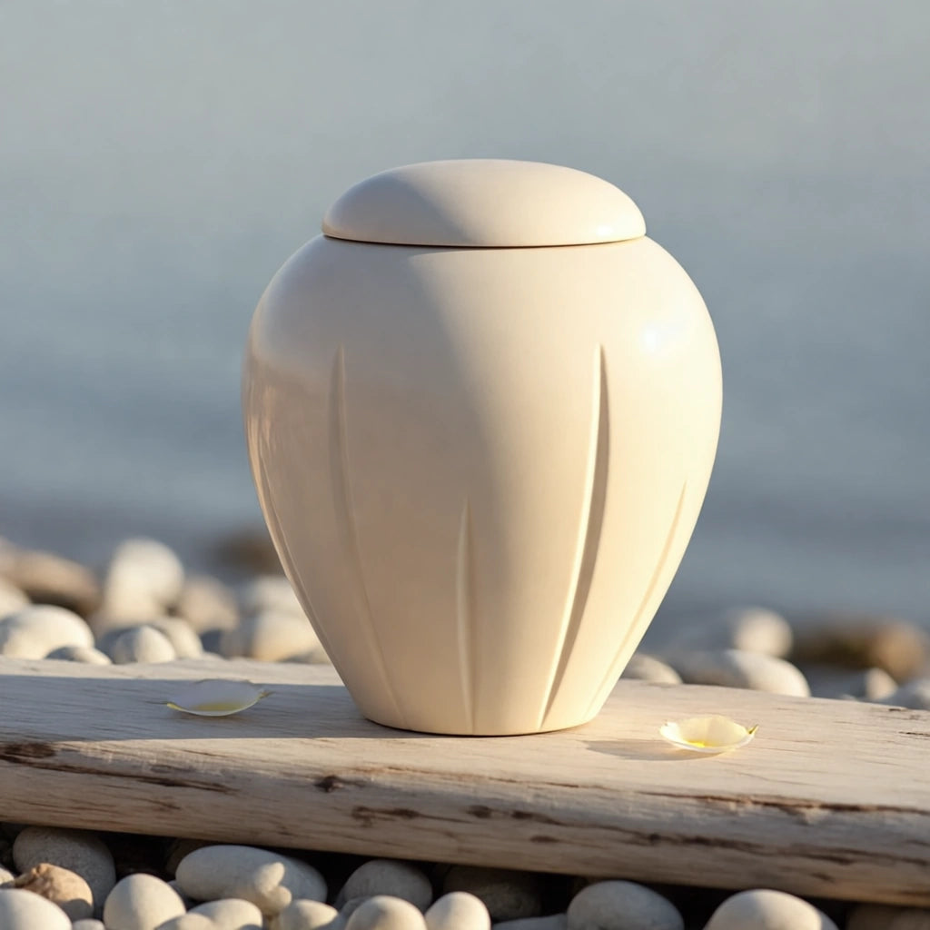 Classic Adult Biodegradable Urn for Ashes in Ivory