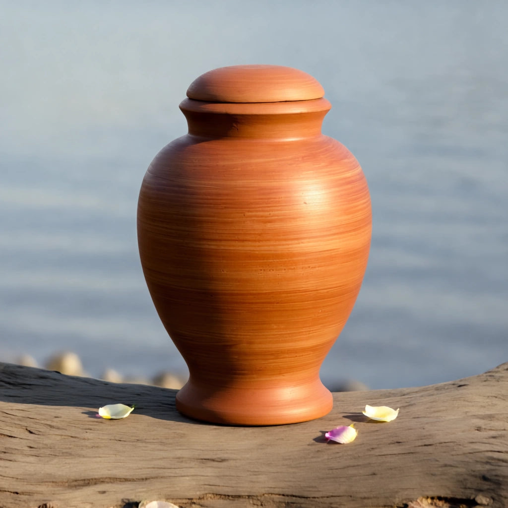 Classic Adult Biodegradable Urn for Ashes in Terracotta