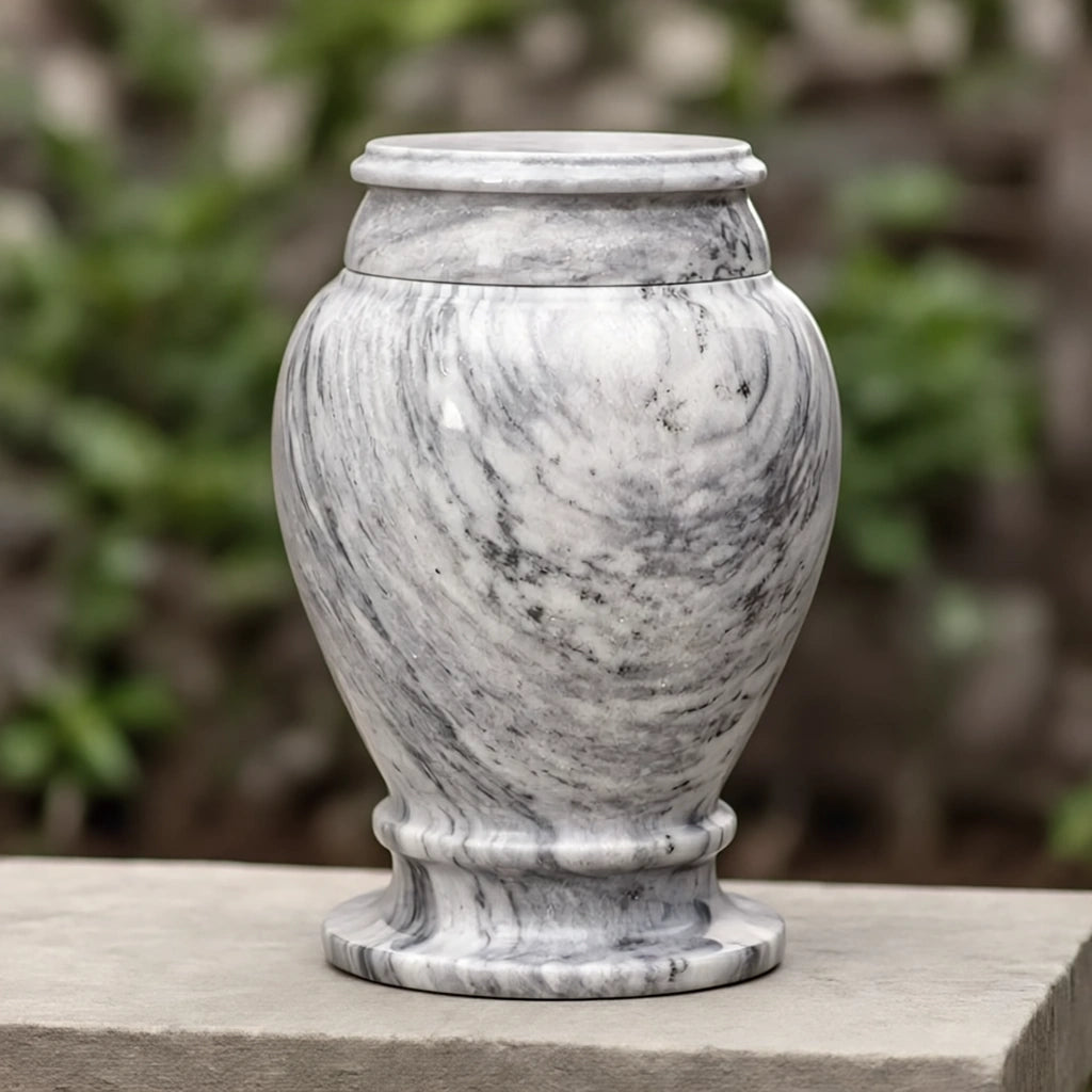 Classic Marble Adult Cremation Urn for Ashes in Grey
