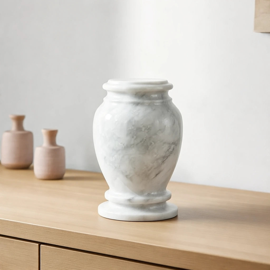 Classic Marble Keepsake Urn for Ashes in Grey