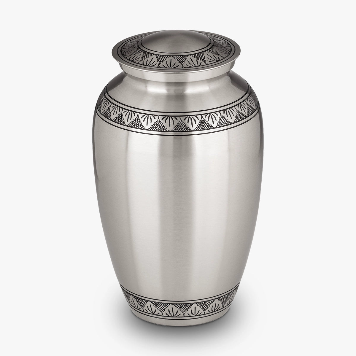 classic metal adult cremation urn for ashes in brushed silver