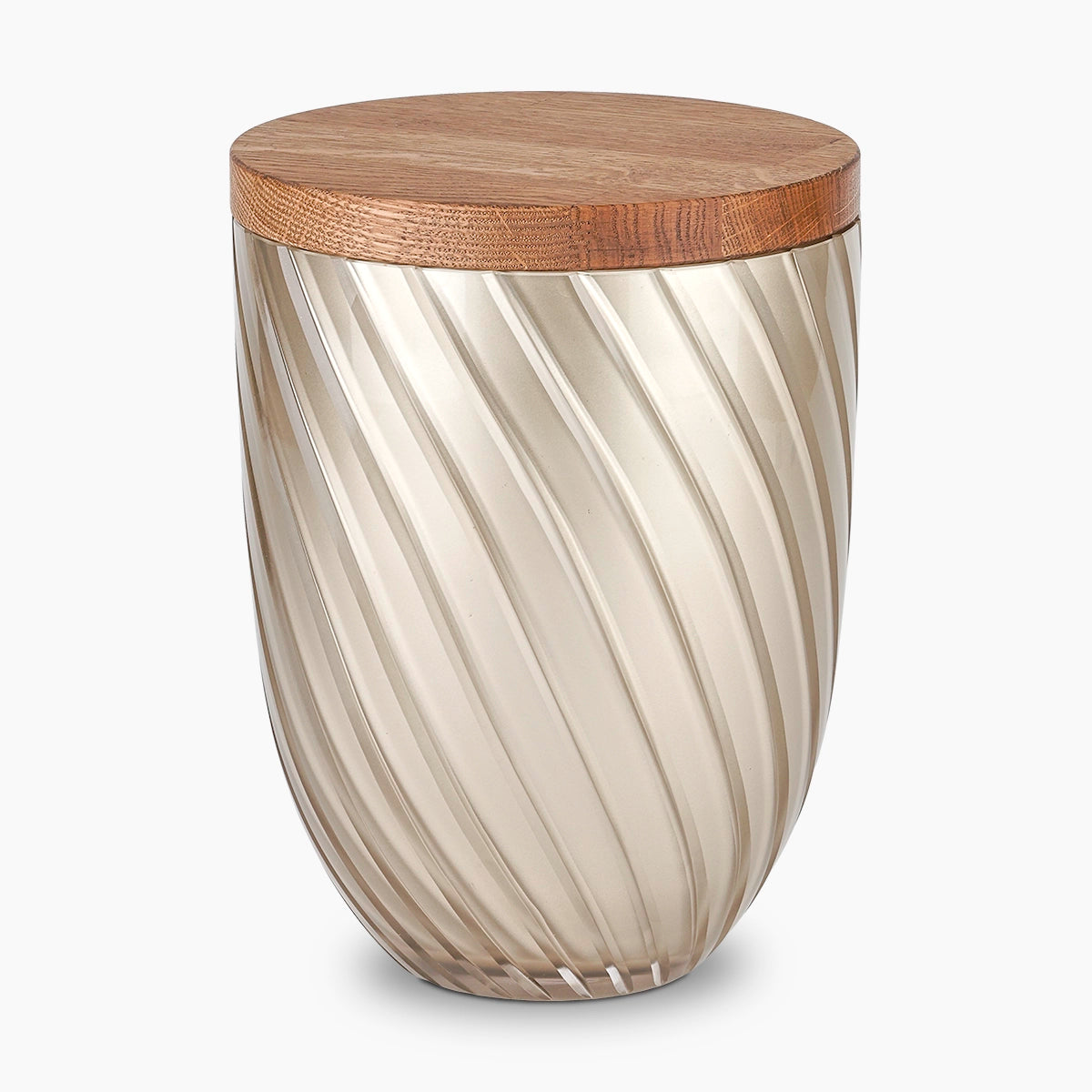 crystal adult cremation urn for ashes with oak lid in champagne
