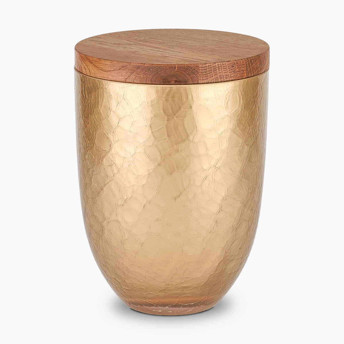 crystal adult cremation urn for ashes with oak lid in gold