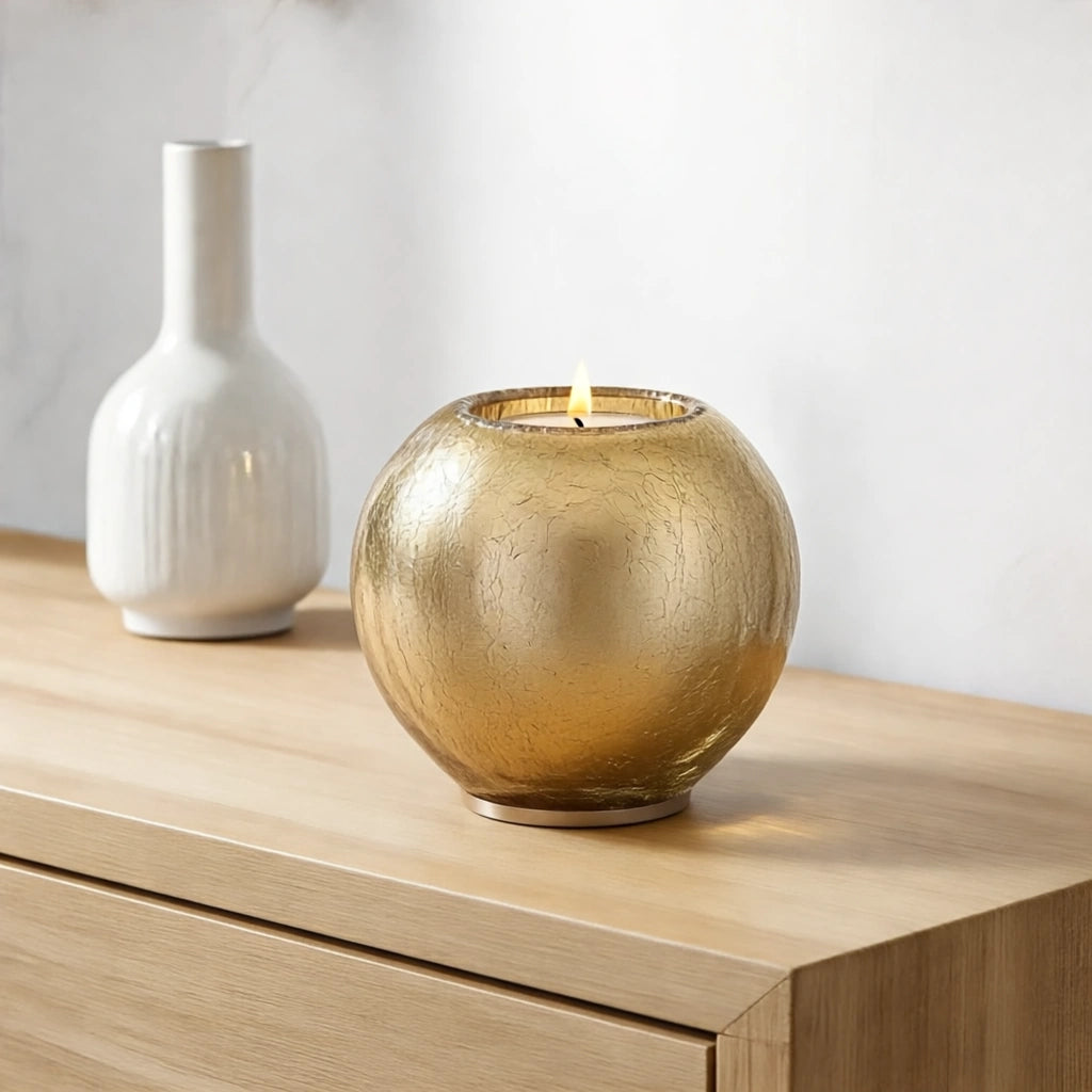 Crystal Candle Small Urn for Ashes in Gold