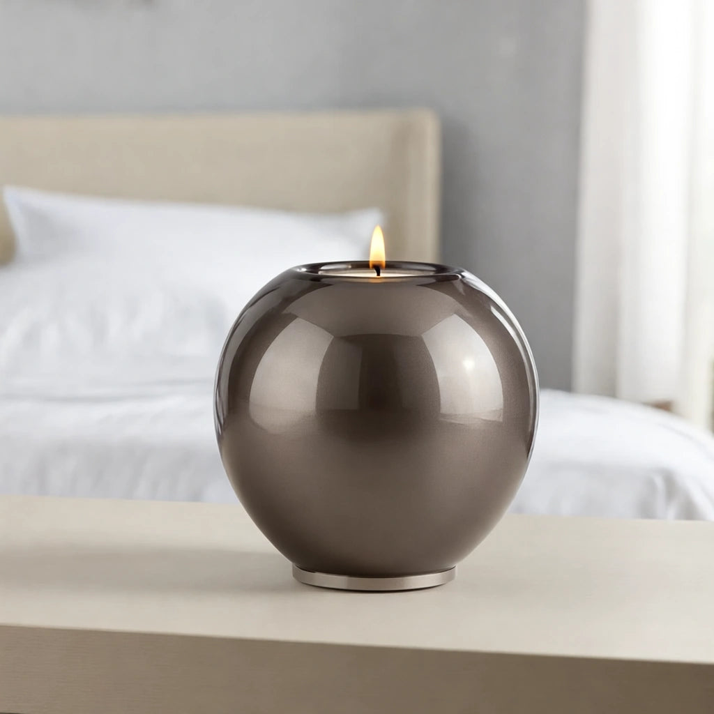 Crystal Candle Small Urn for Ashes in Titanium Grey