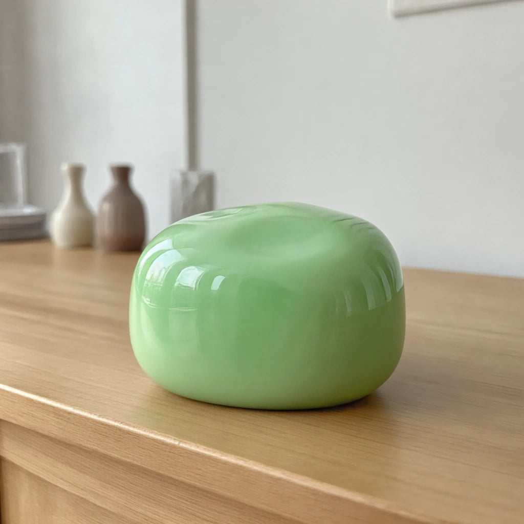 Cuddle Stone Keepsake Urn for Ashes in Glossy Apple Green