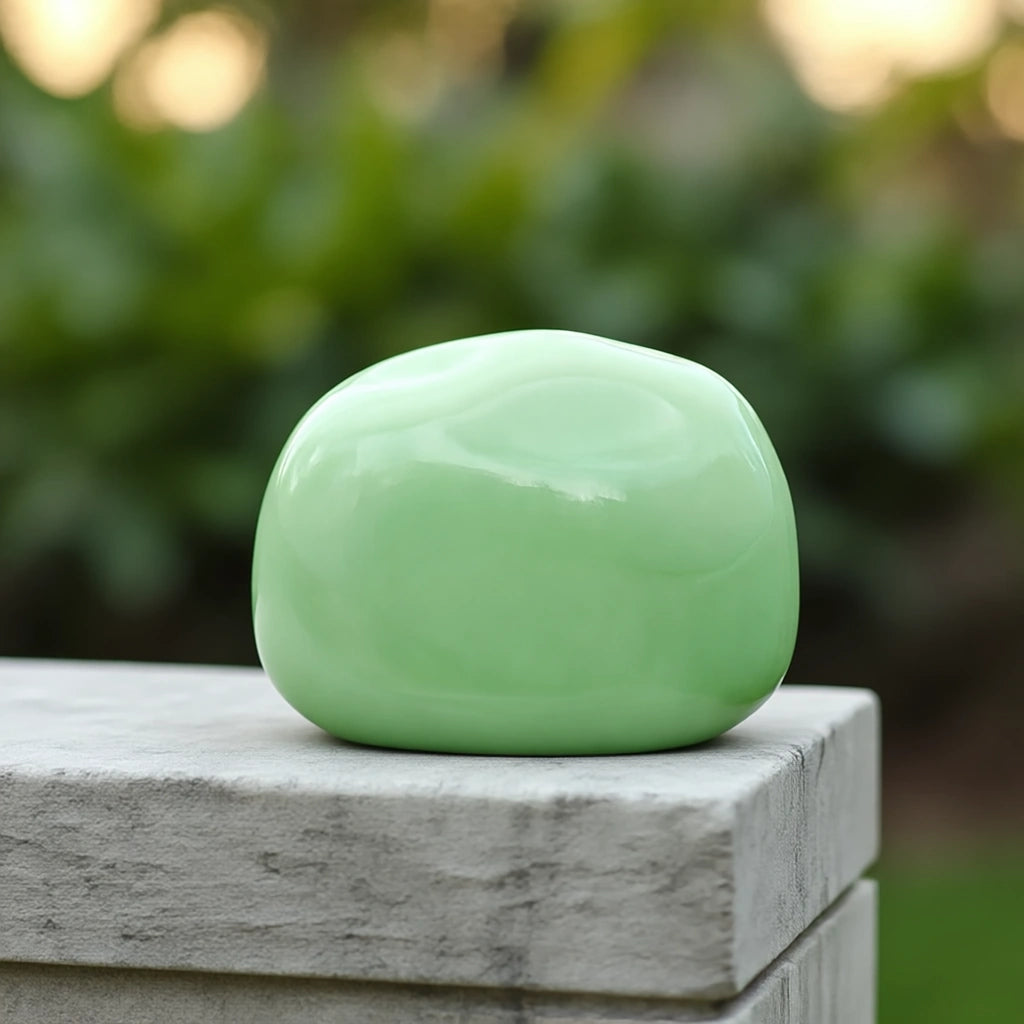 Cuddle Stone Keepsake Urn for Ashes in Glossy Apple Green