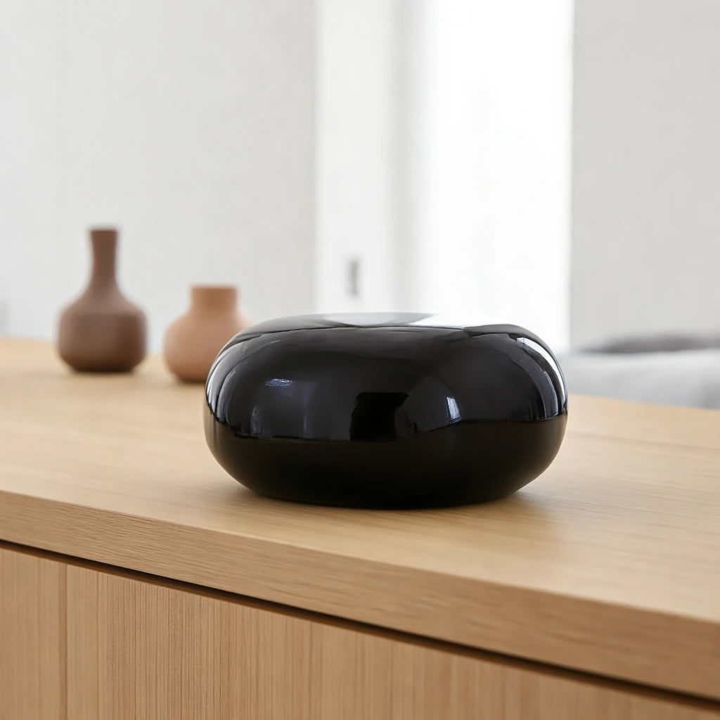 Cuddle Stone Keepsake Urn for Ashes in Glossy Black