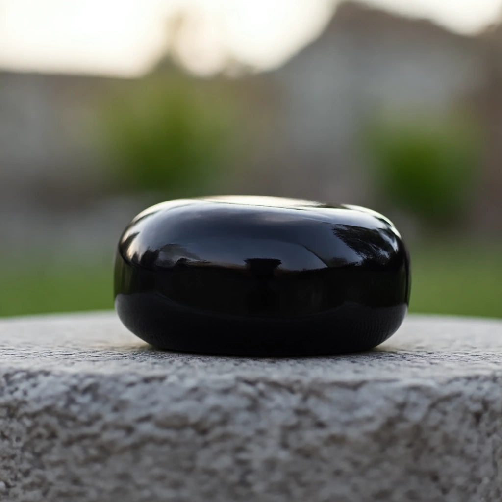 Cuddle Stone Keepsake Urn for Ashes in Glossy Black