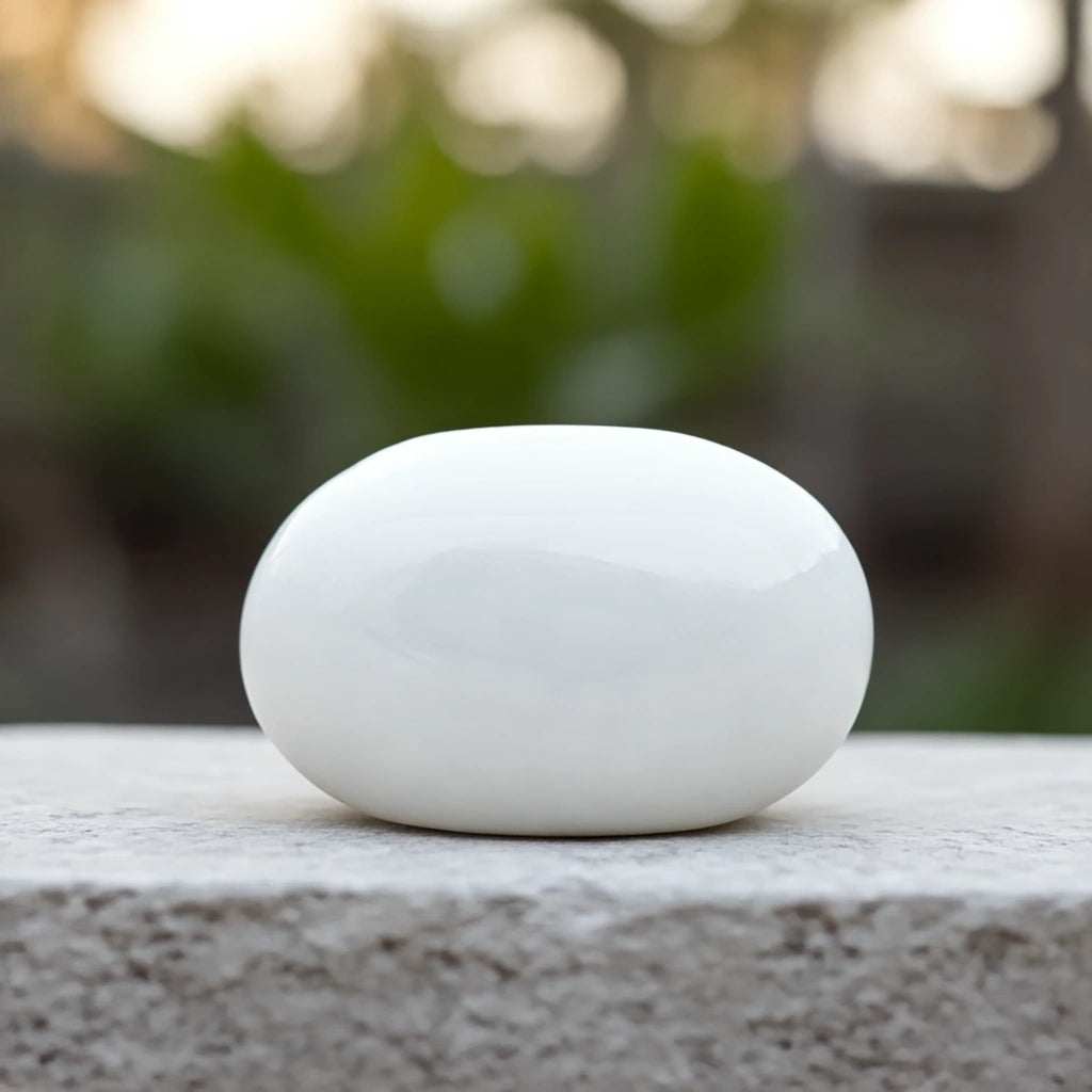 Cuddle Stone Keepsake Urn for Ashes in Glossy White