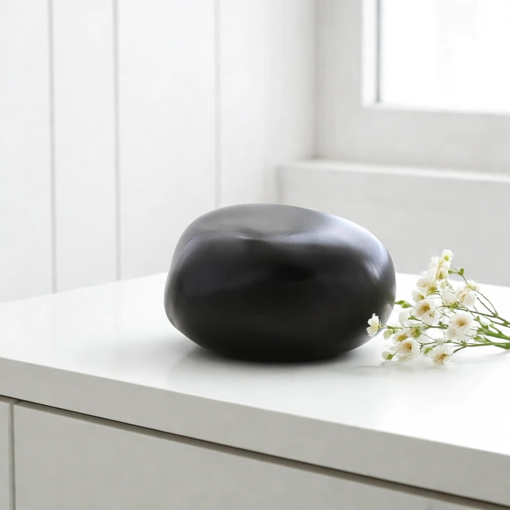 Cuddle Stone Keepsake Urn for Ashes in Matte Black
