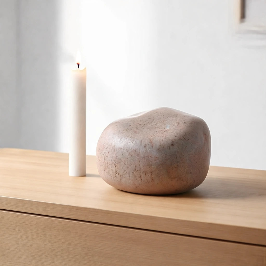 Cuddle Stone Keepsake Urn for Ashes in Rustic Bronze