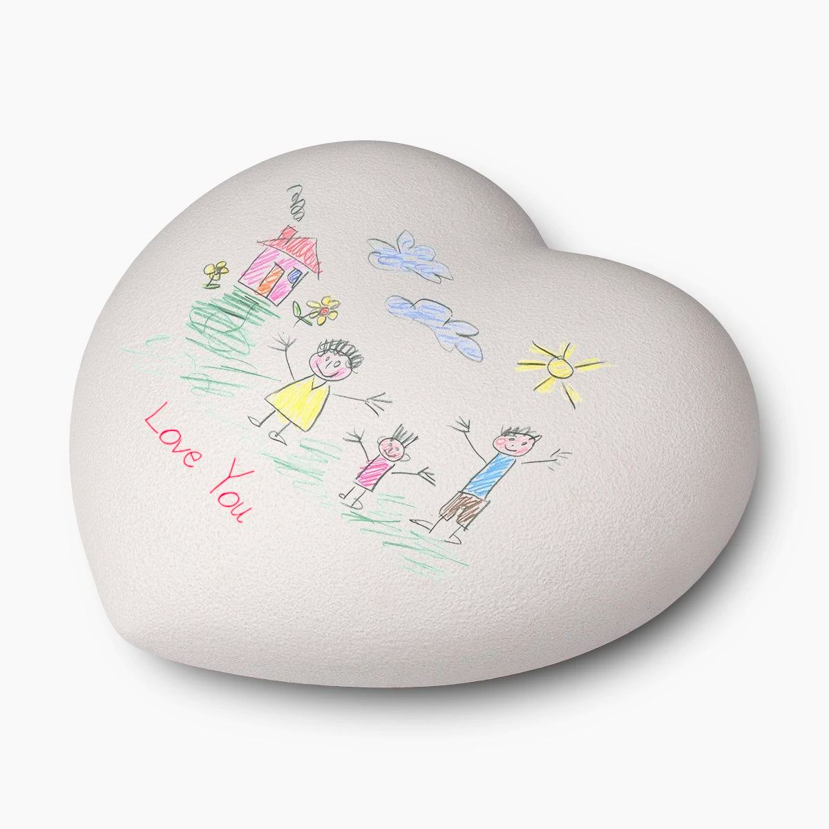 draw your own memory heart medium urn for ashes with drawing left view