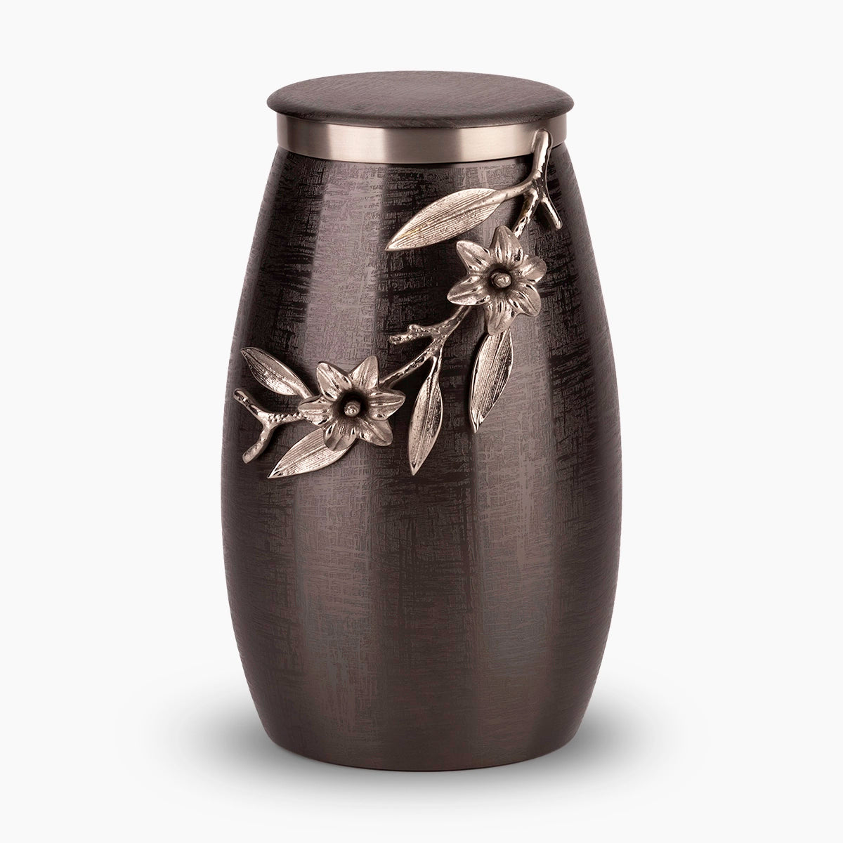 eternal bloom metal adult cremation urn for ashes in grey and silver