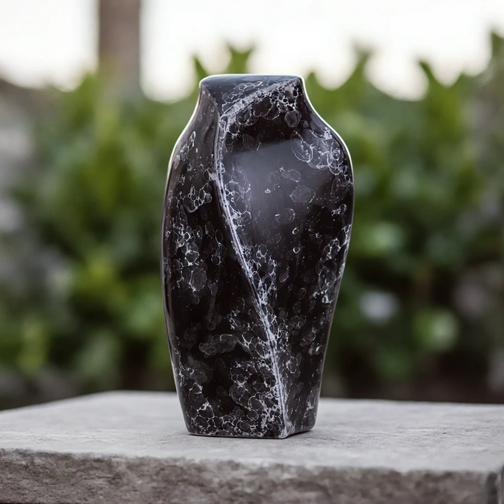 Heart to Heart Adult Cremation Urn for Ashes in Black Marble