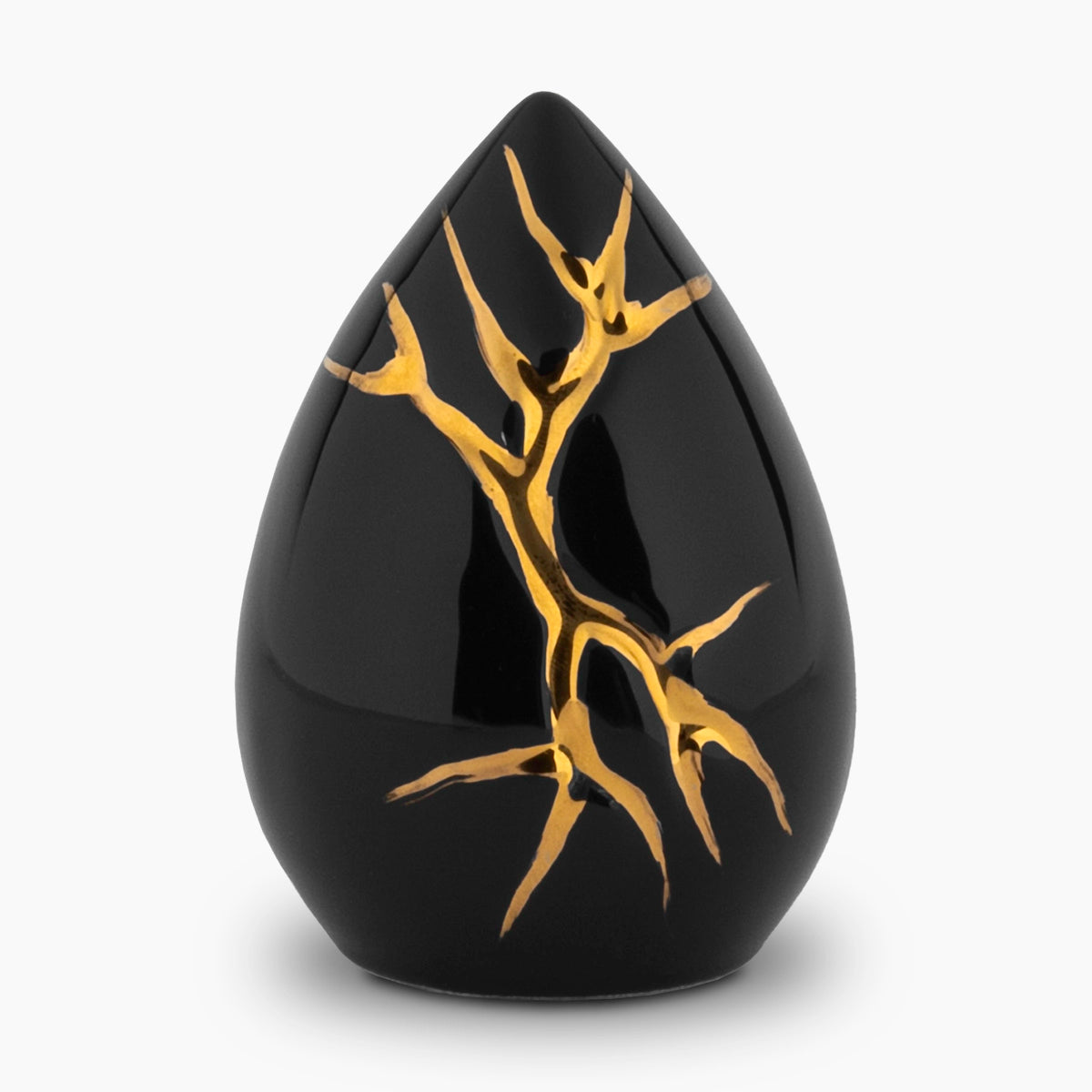 kintsugi black keepsake urn for ashes with gold detailing