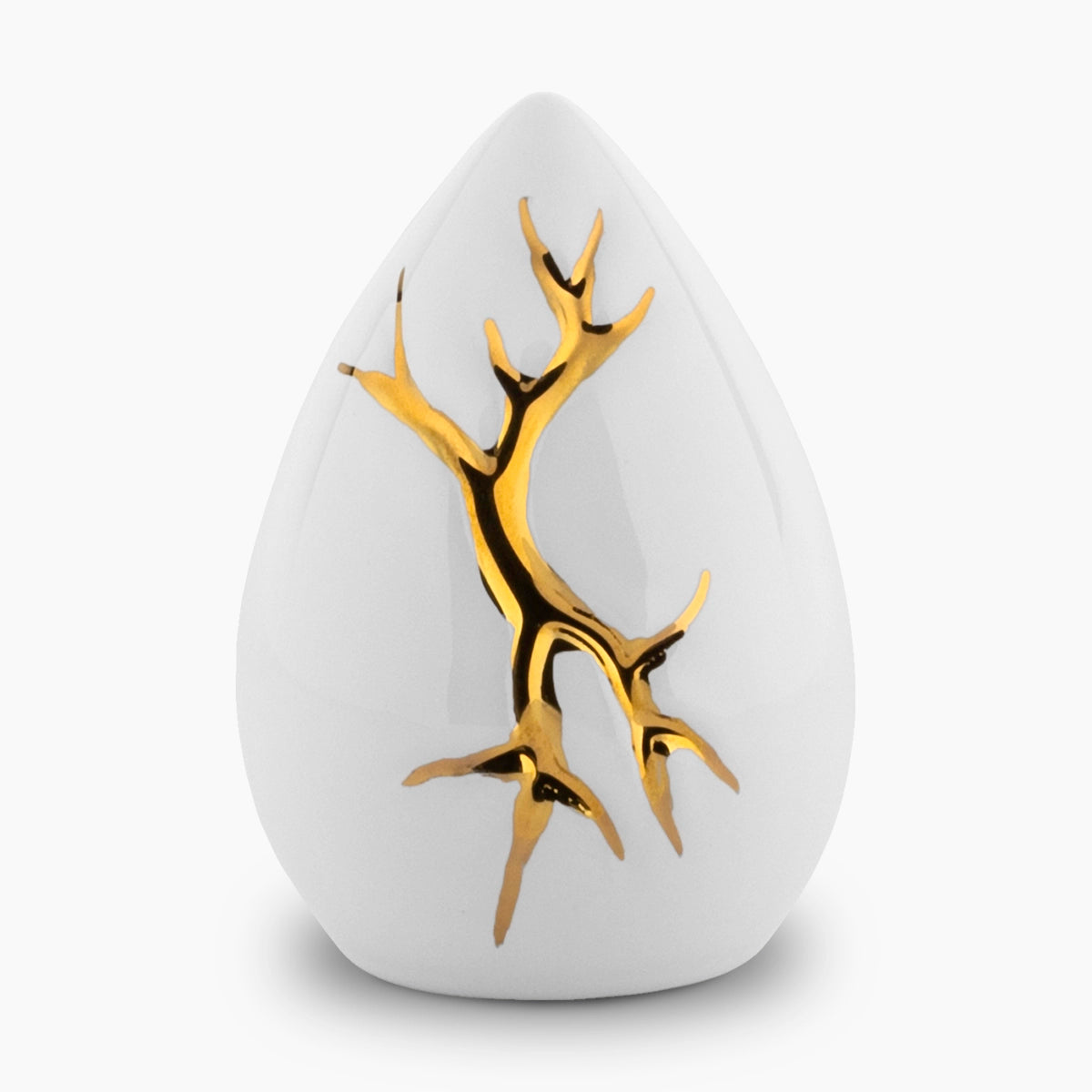 kintsugi white keepsake urn for ashes with gold detailing