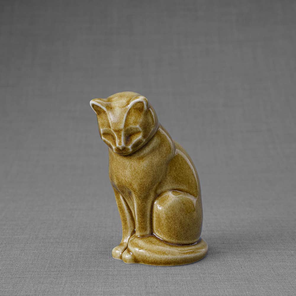 Kitten Urn For Ashes Dark Sand Front Left