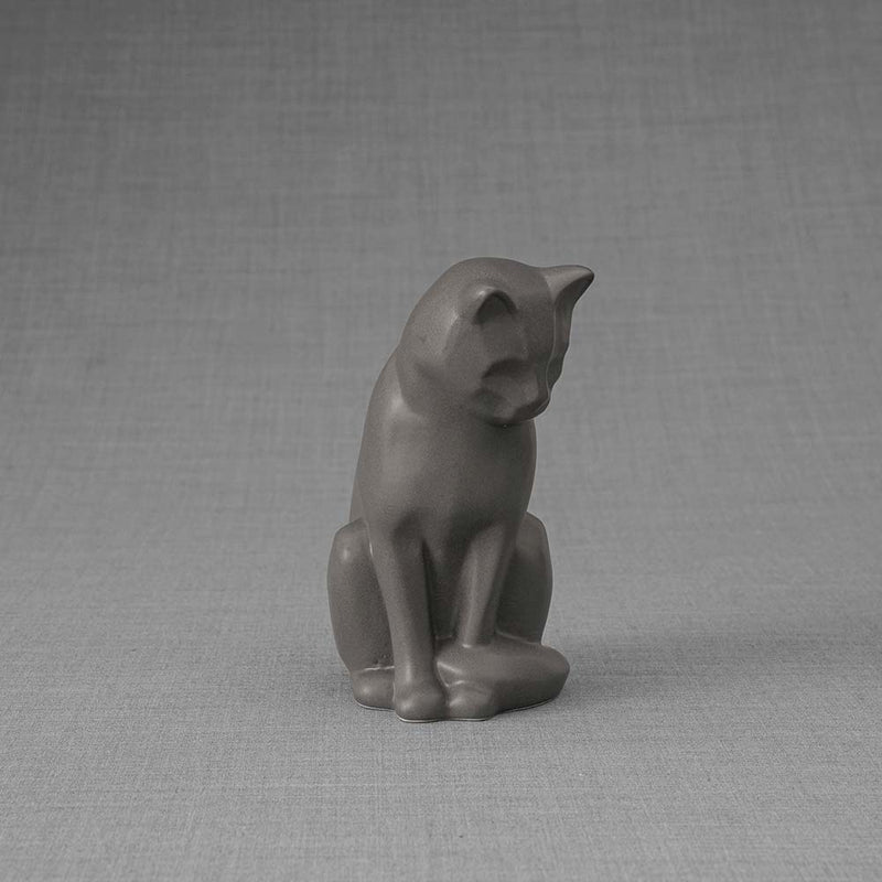 Kitten Urn for Ashes in Matte Grey