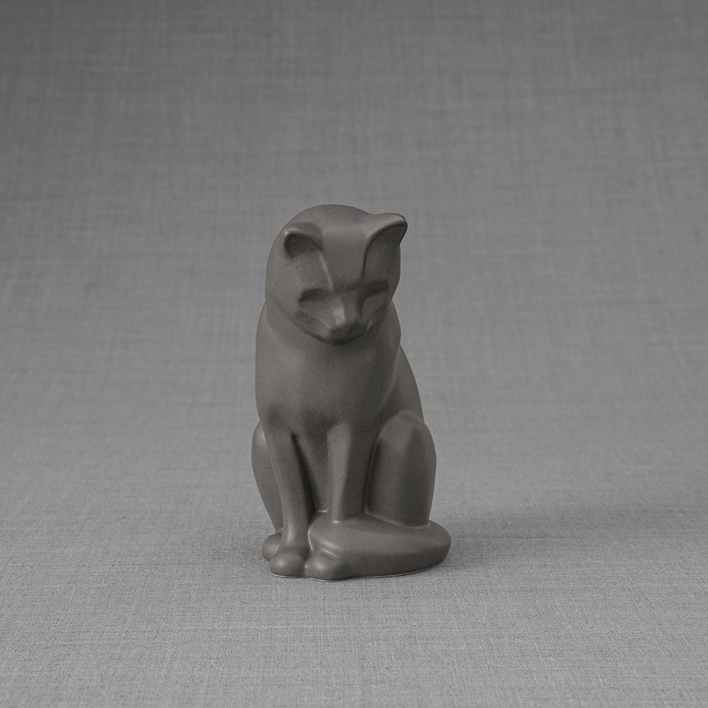 Kitten Urn For Ashes Matte Grey