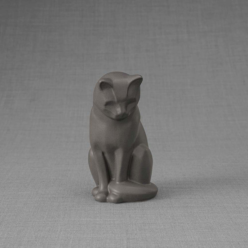 Kitten Urn for Ashes in Matte Grey