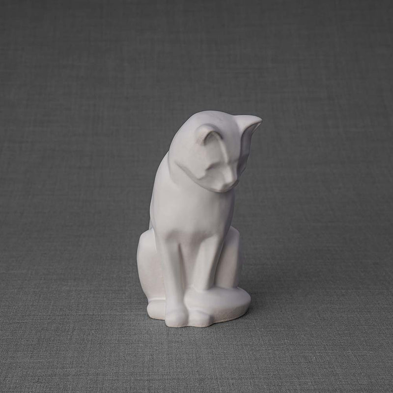 Kitten Urn for Ashes in Matte White