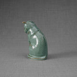 Kitten Urn For Ashes Oily Green Facing Back Left
