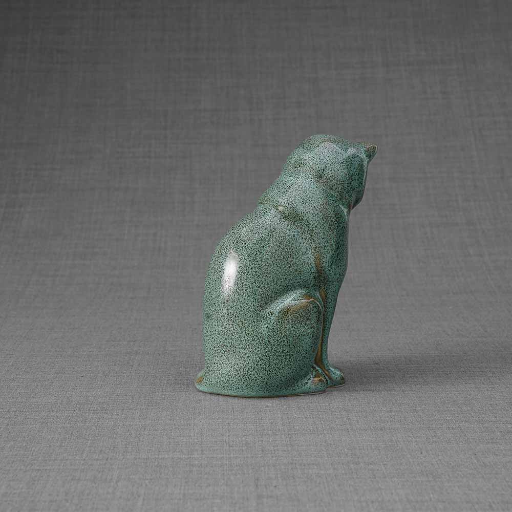 Kitten Urn For Ashes Oily Green Facing Back Right