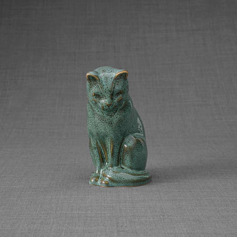Kitten Urn For Ashes Oily Green