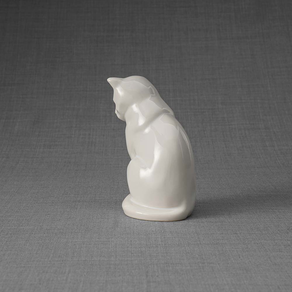 Kitten Urn For Ashes White Back Left