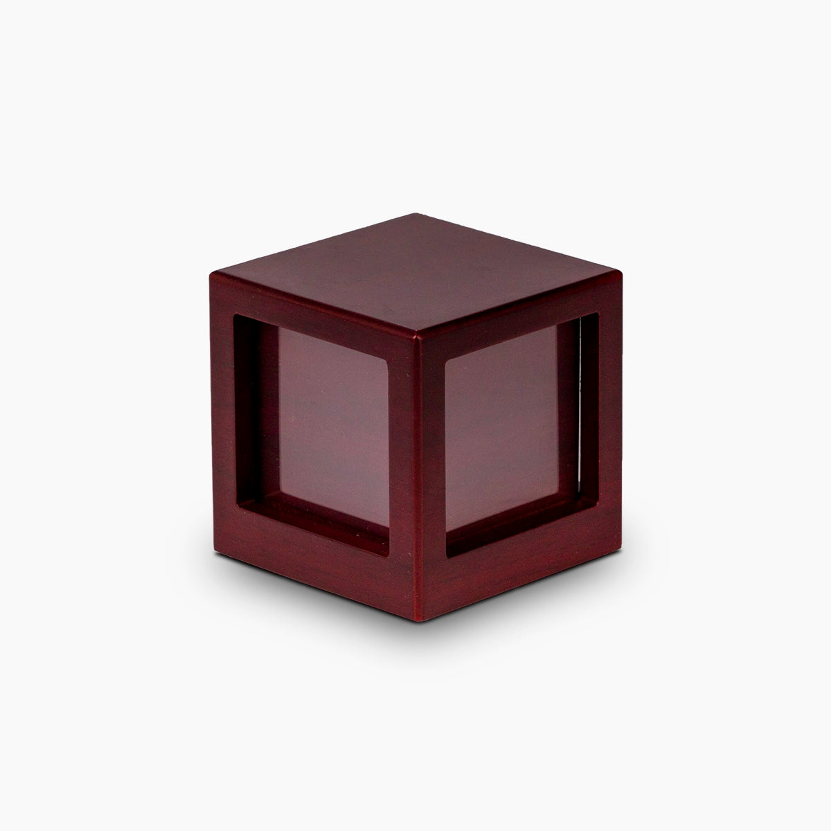 mahogany effect mdf photo cube urn for ashes small front view