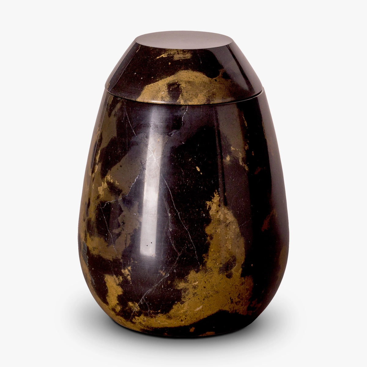 marble adult cremation urn for ashes in brown and gold