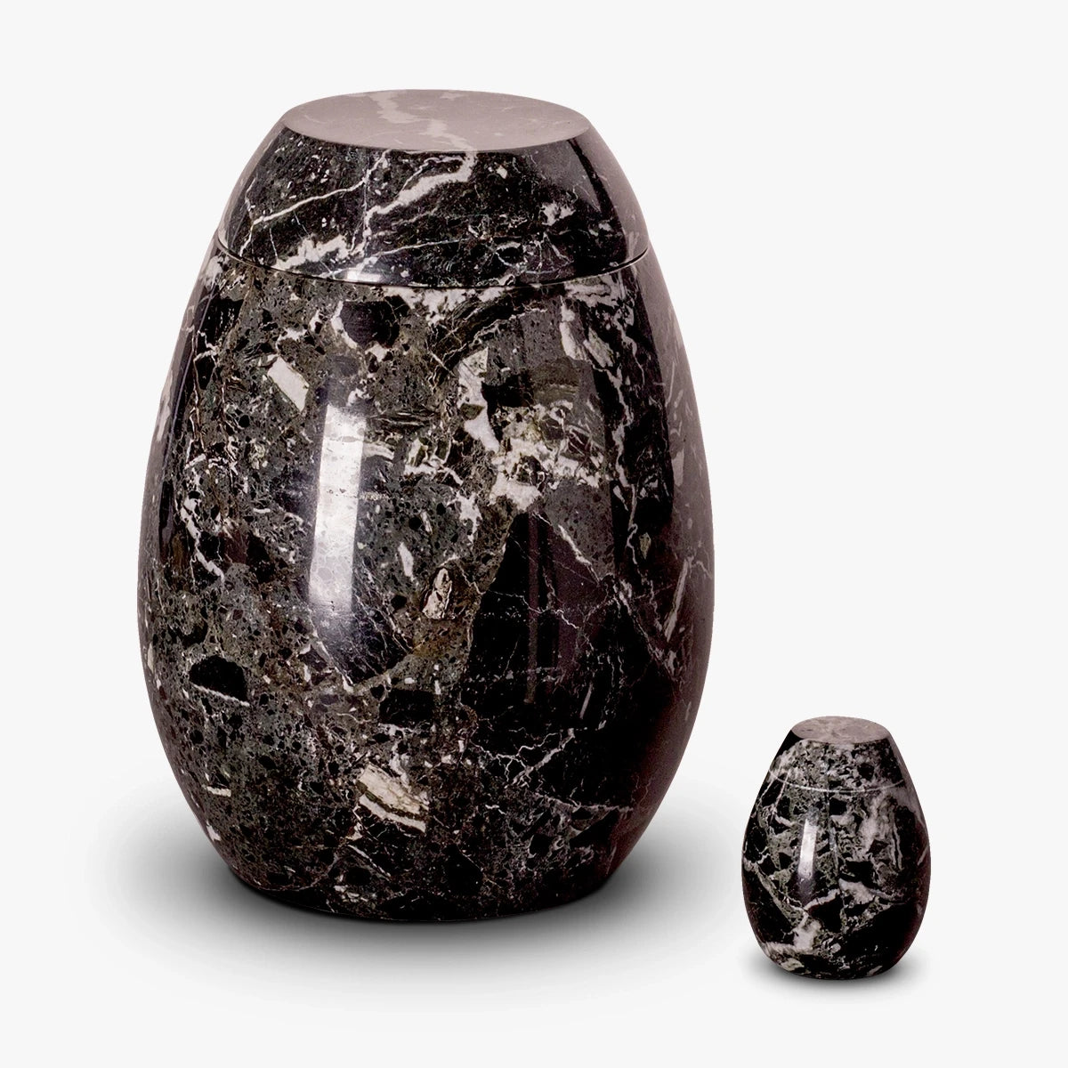 marble keepsake urn for ashes in black grey with adult urn