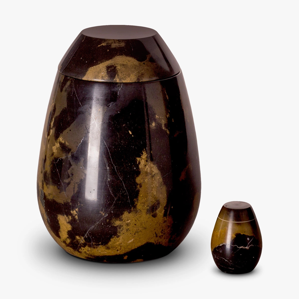 marble keepsake urn for ashes in brown and gold with adult urn