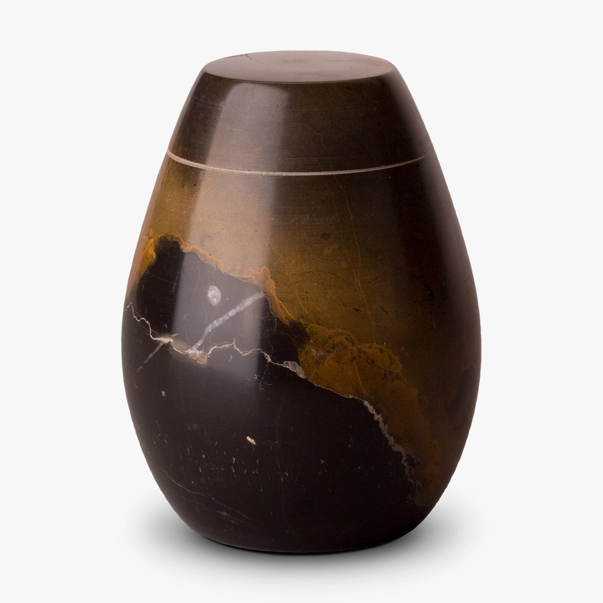 marble keepsake urn for ashes in brown and gold