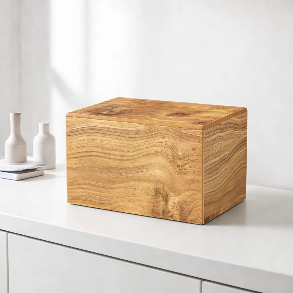 Oak Wood Effect MDF Cremation Urn for Adult Ashes