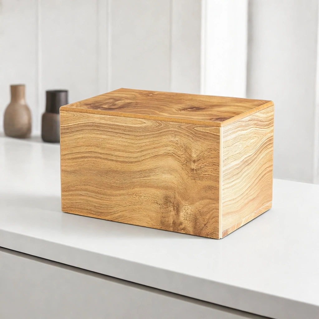 Oak Wood Effect MDF Cremation Urn for Adult Ashes