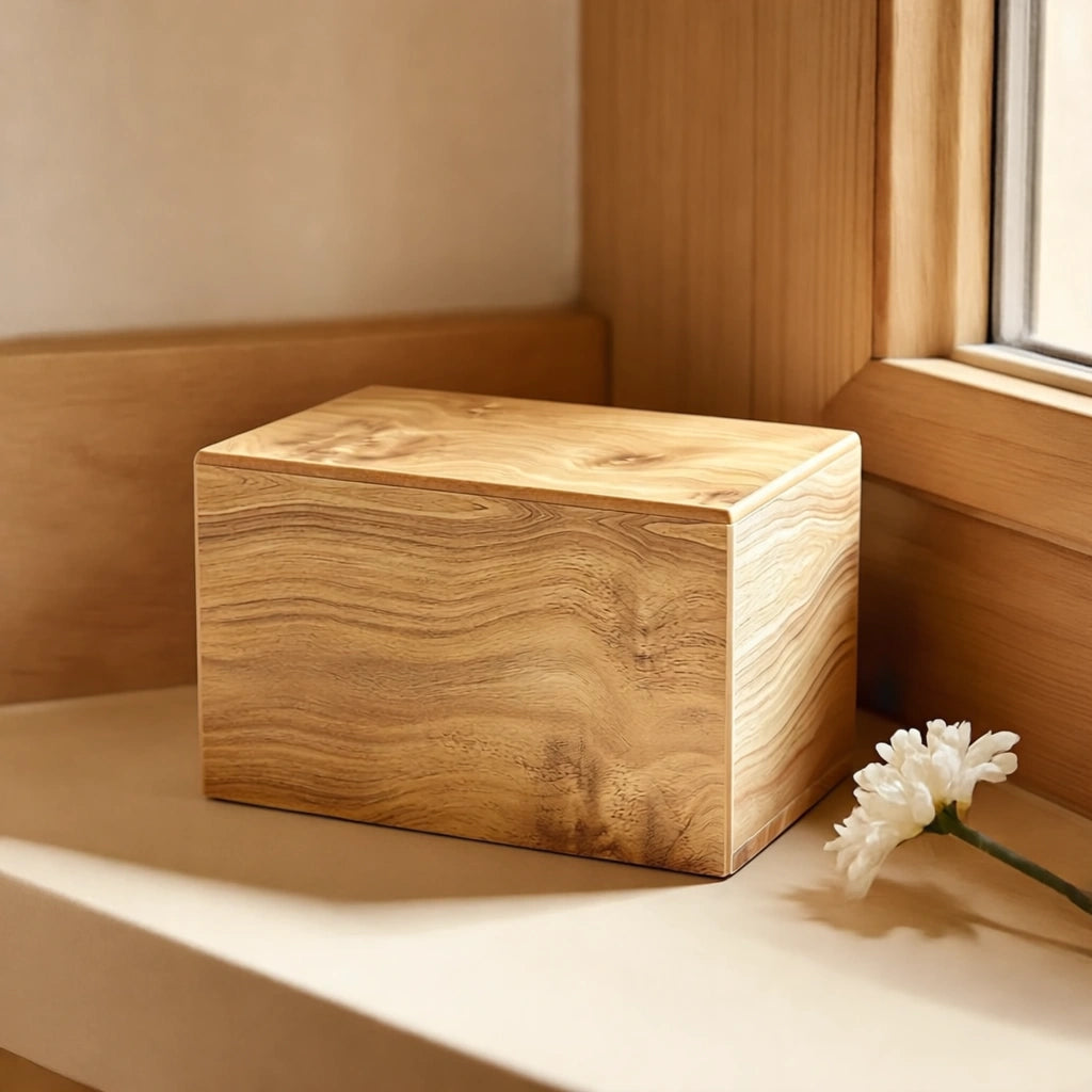 Oak Wood Effect MDF Cremation Urn for Adult Ashes