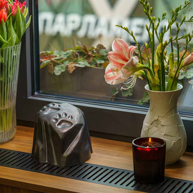 Paw Prints Pet Urn for Ashes in Matte Black